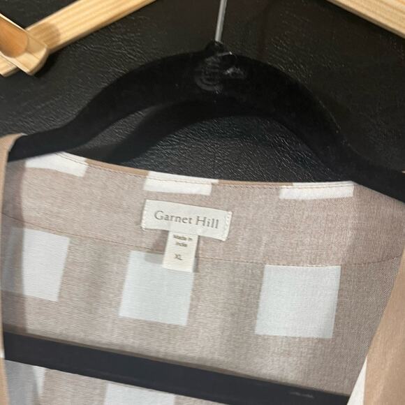 Garnet Hill Tan and White Checkered Midi Dress - Picture 9 of 11